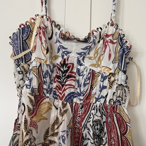FARM Rio White Maxi Dress with Blue, Red and Yellow Paisley Print - Picture 3 of 10
